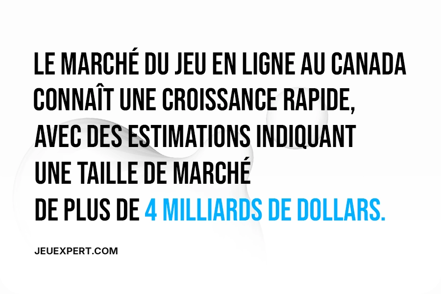 Le marché des jeux d'argent en ligne au Canada a connu une croissance remarquable, avec des estimations actuelles le valorisant à plus de 4 milliards de dollars.